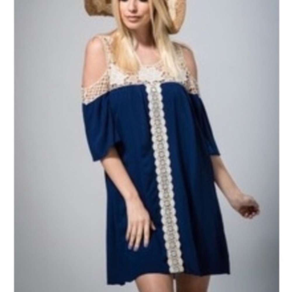 ‼️Navy Crochet Tunic Dress